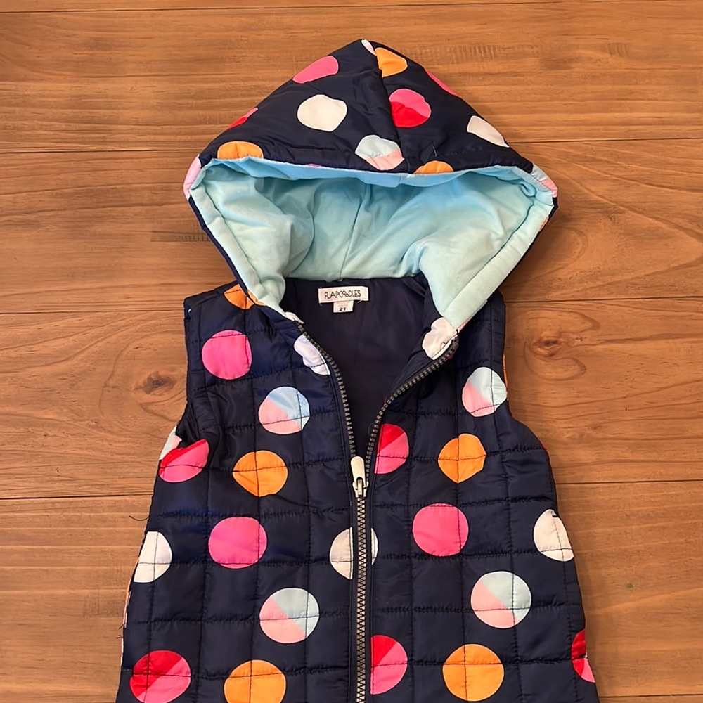 Girls polka dot vest navy color
